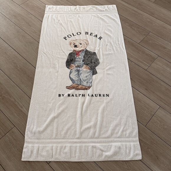 Vintage RALPH LAUREN POLO BEAR Western Theme Cowboy Outfit Beach TOWEL - Picture 2 of 8